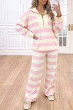 Stripe Color Block Pants Set